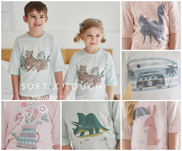 韓國 Mavarm Organic - (剩140,150)有機棉透氣7分袖家居服-信封花束