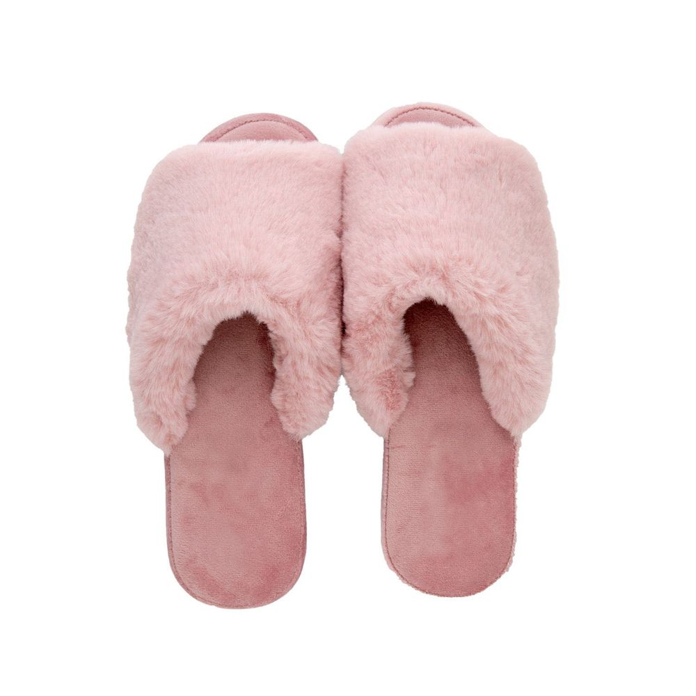 日本千趣會 - 華麗刷毛楔型保暖室內拖鞋-粉紅 (23-24.5cm)