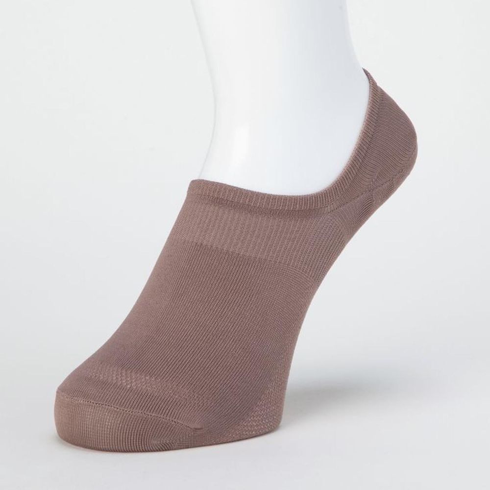 日本 okamoto - 超強專利防滑ㄈ型隱形襪-光滑編織 超深履款-咖啡 (23-25cm)