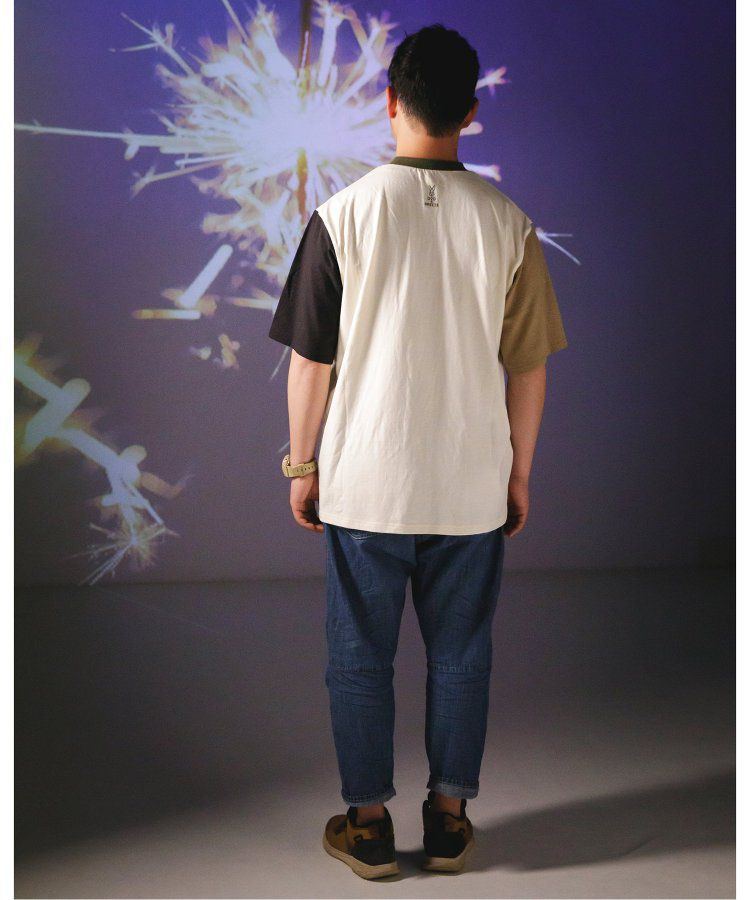 日本 BREEZE - 聯名款 夜光拉鍊大口袋短袖上衣(大人)-撞色-白