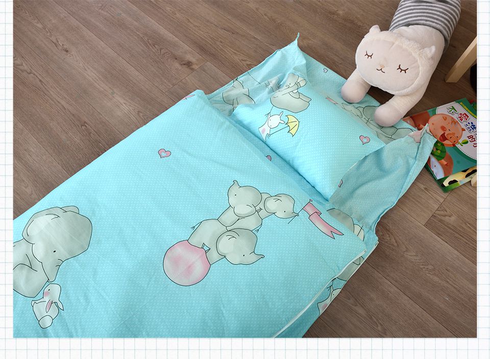 日本濱川佐櫻 - MIT純棉冬夏兩用兒童睡袋-雲朵小象-藍色