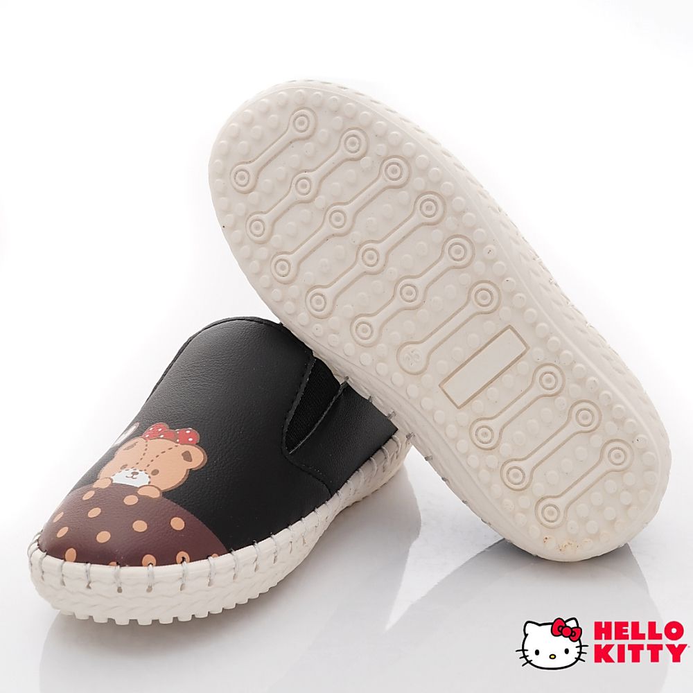 HELLO KITTY - 凱蒂貓皮質不對稱休閒鞋款(中小童款)-黑