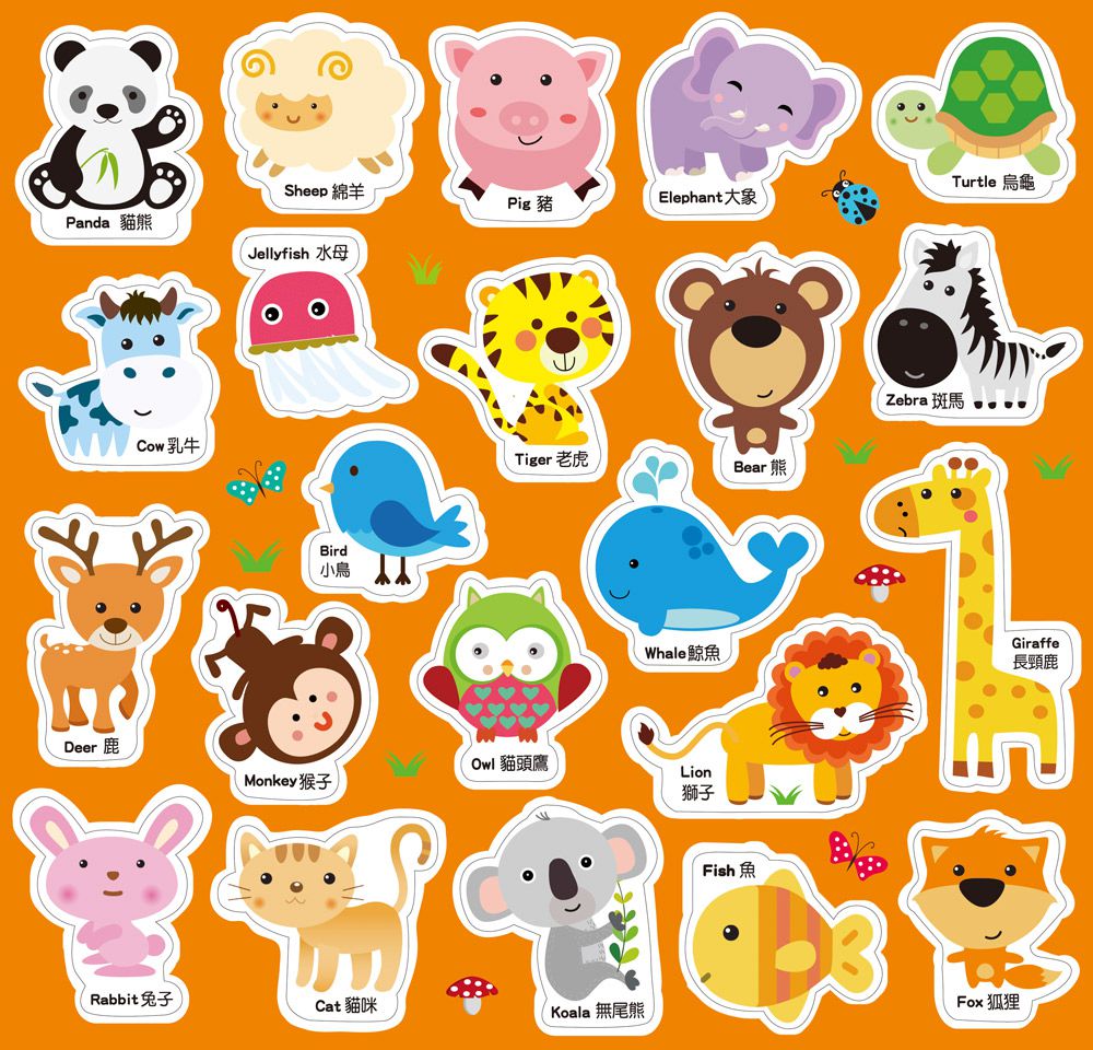 双美生活文創 - 孩子第一套學習磁鐵／認識動物-內附動物磁鐵22個