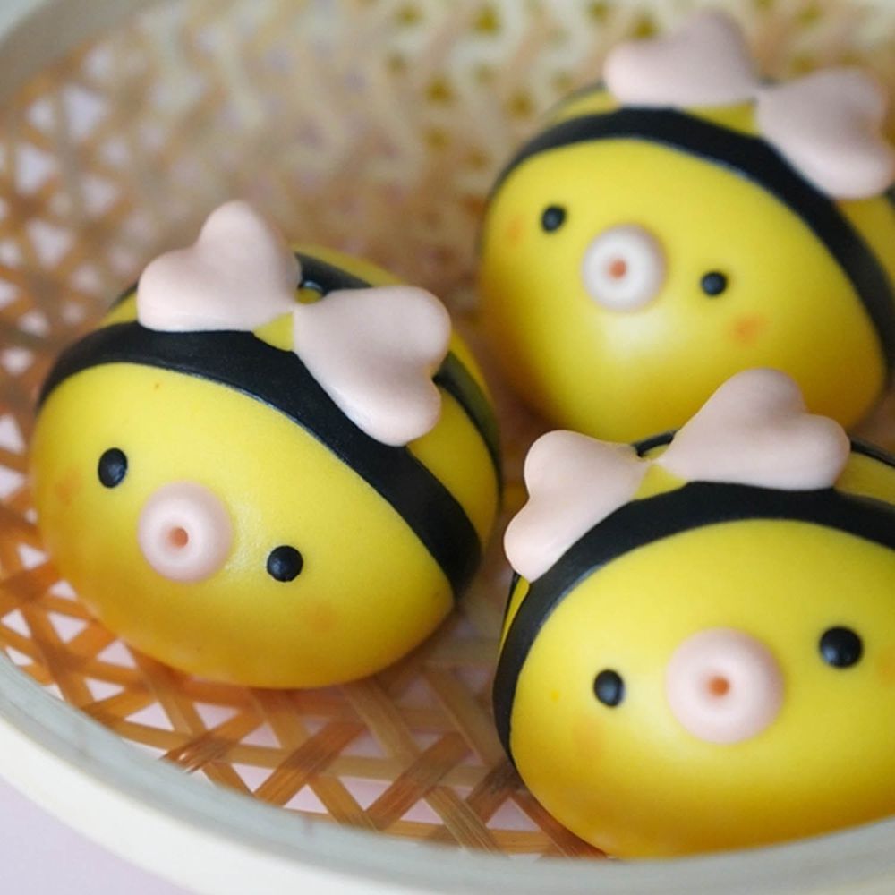 美姬饅頭 - 小蜜蜂造型果香口味奶黃包-6入-50g±5g/顆