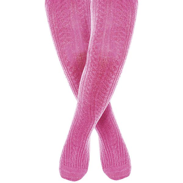 英國 JoJo Maman BeBe - 編織螺紋寶寶小童內搭褲襪/保暖襪-桃紅