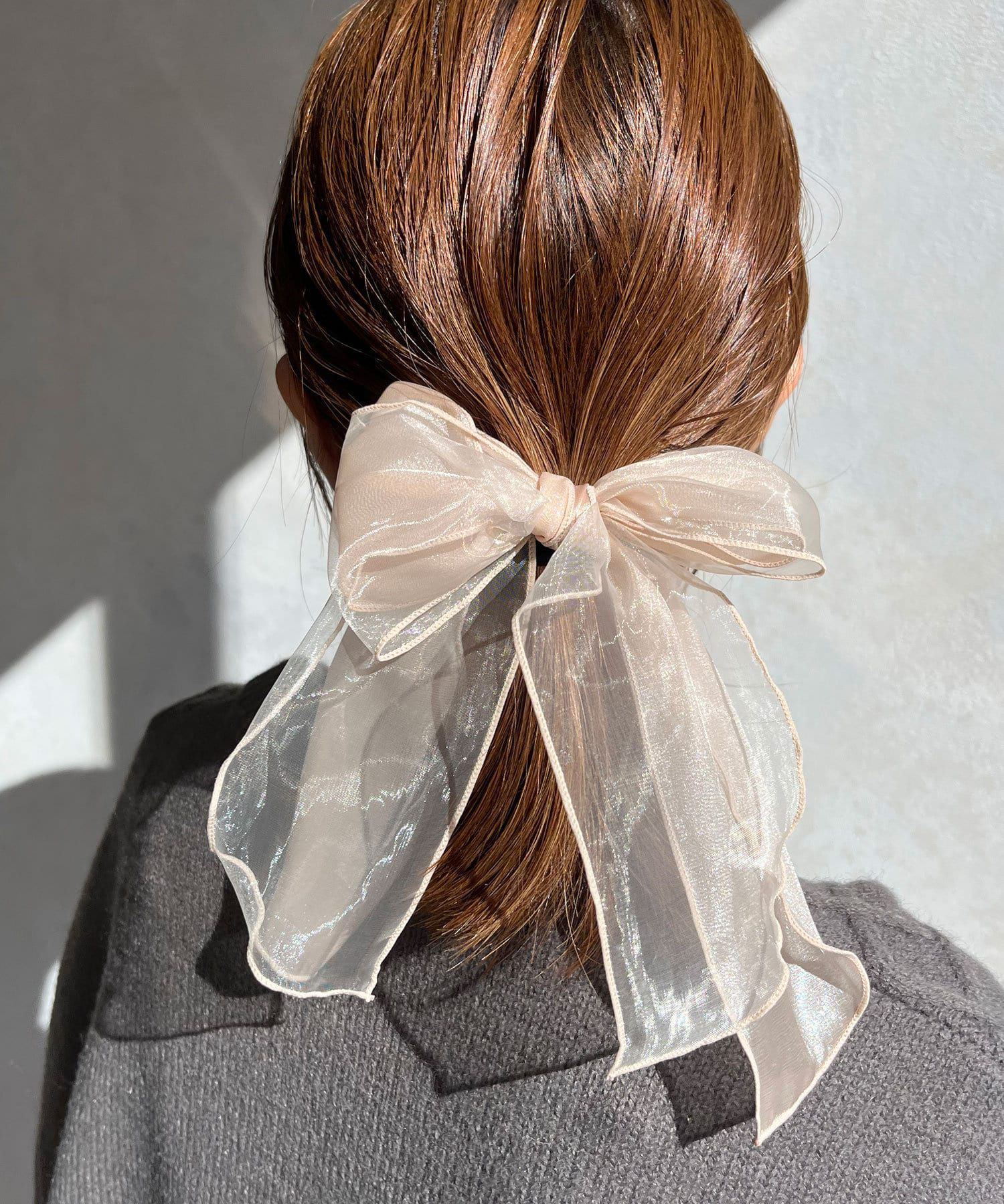 日本 Lattice - 仙女絲帶大蝴蝶結髮圈-象牙