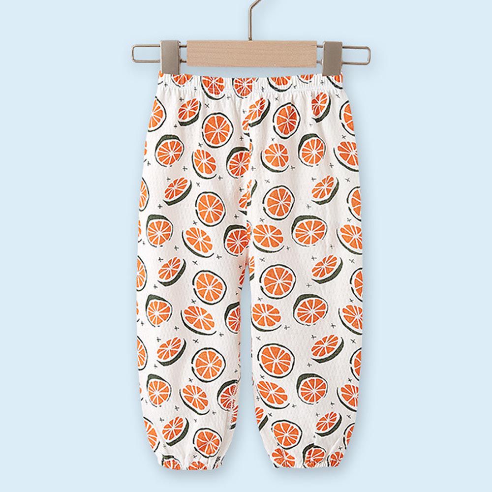 純棉網眼防蚊褲/空調褲-橘子-白色-團購專案