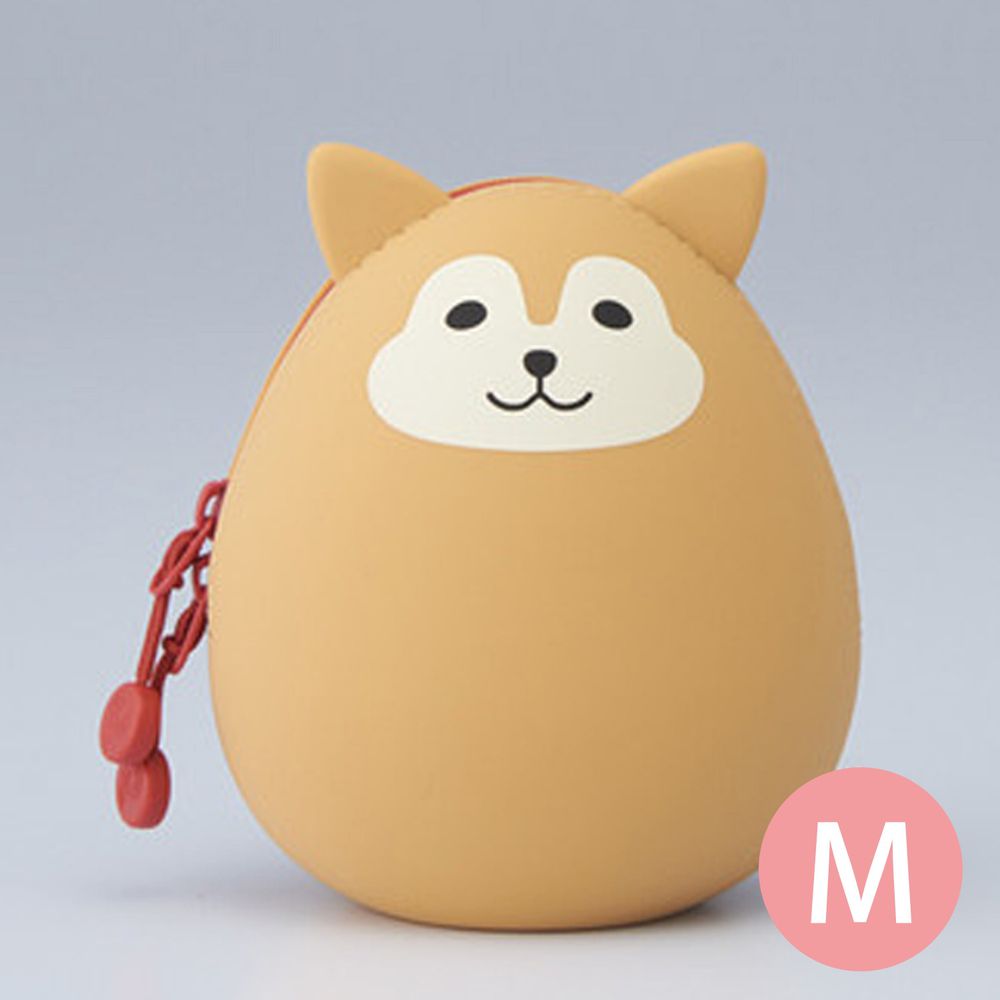 日本文具 LIHIT - 圓筒式胖胖收納包-柴犬 (M(11.7x10x8cm))
