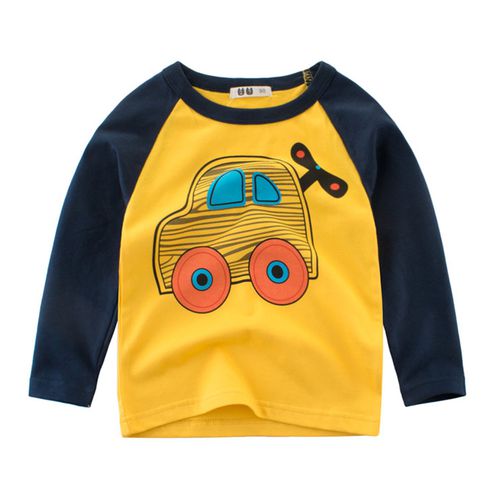 純棉長袖上衣-黃色發條車