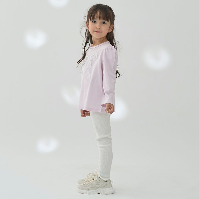 日本 Lycee mine - 彈力荷葉腰圍羅紋合身長褲-象牙白