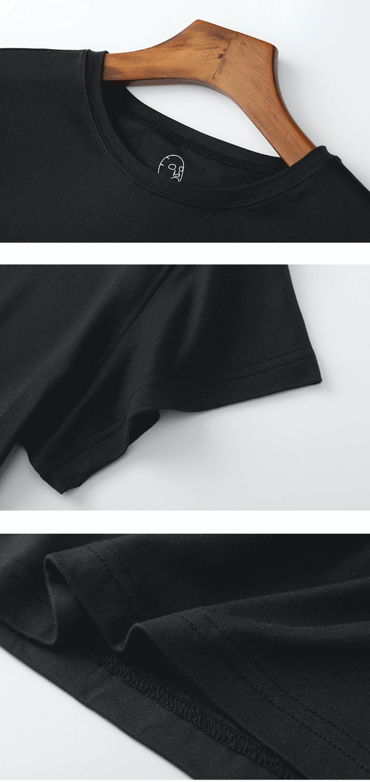 休閒短袖上衣-圓領-白+黑+灰