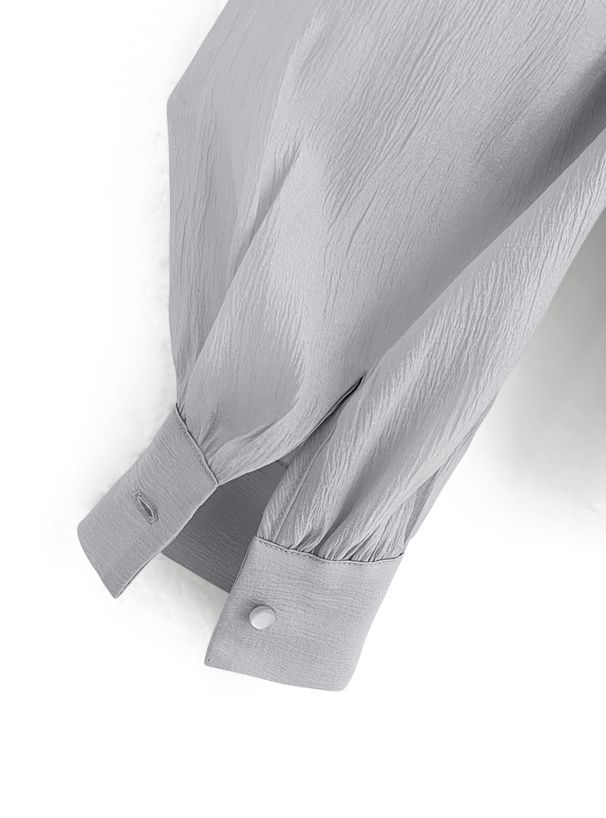 日本 GRL - 夢幻薄紗後綁帶長袖上衣-白 (F)