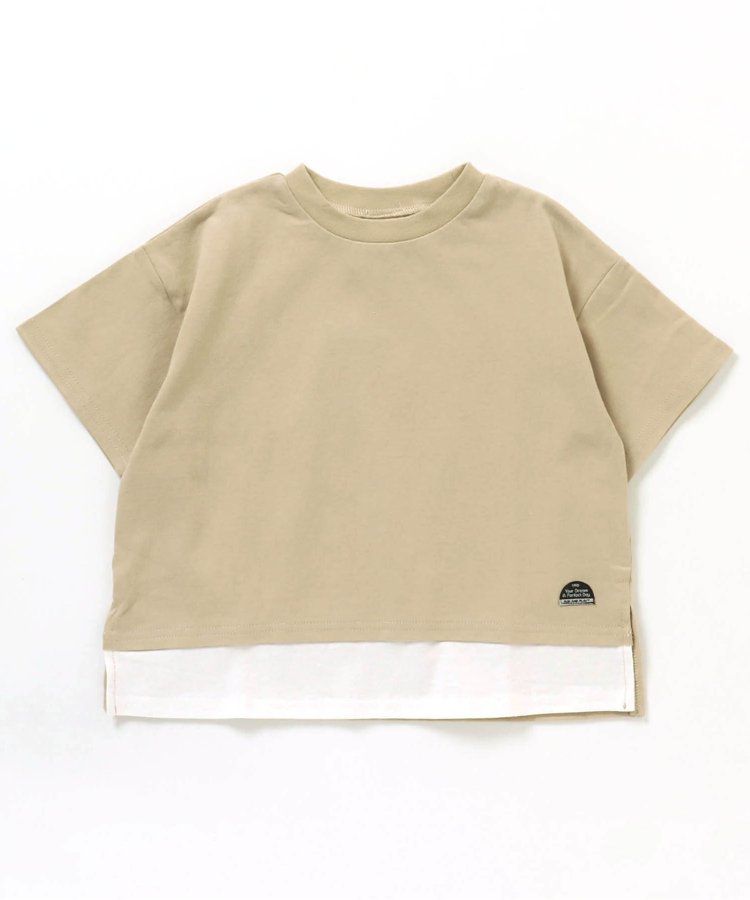 日本 BREEZE - 寬鬆版型背後設計短袖上衣-淺卡其