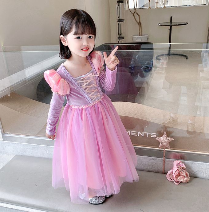 魔法公主長袖洋裝-紫色