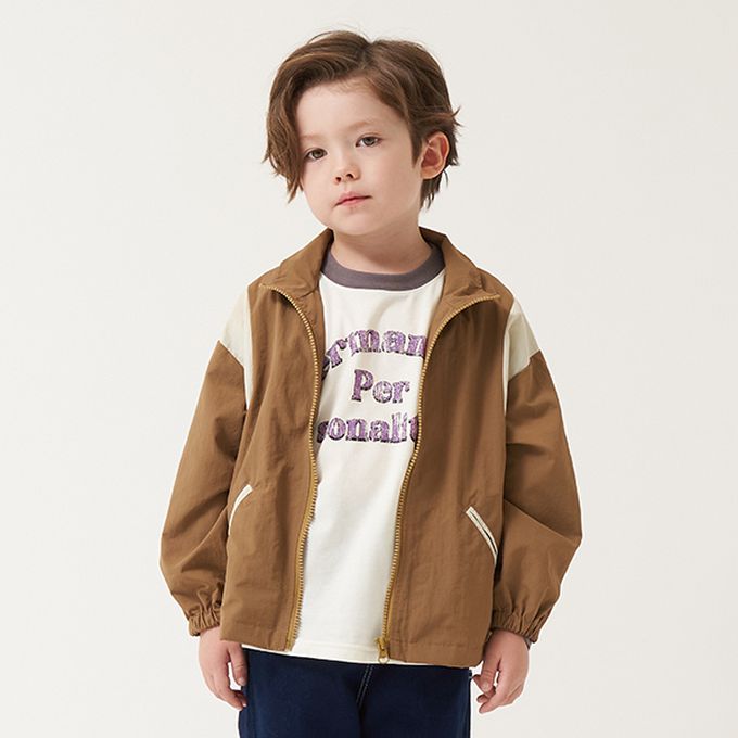 日本 b-ROOM - 潑水加工 廓形撞色防風外套-焦糖棕