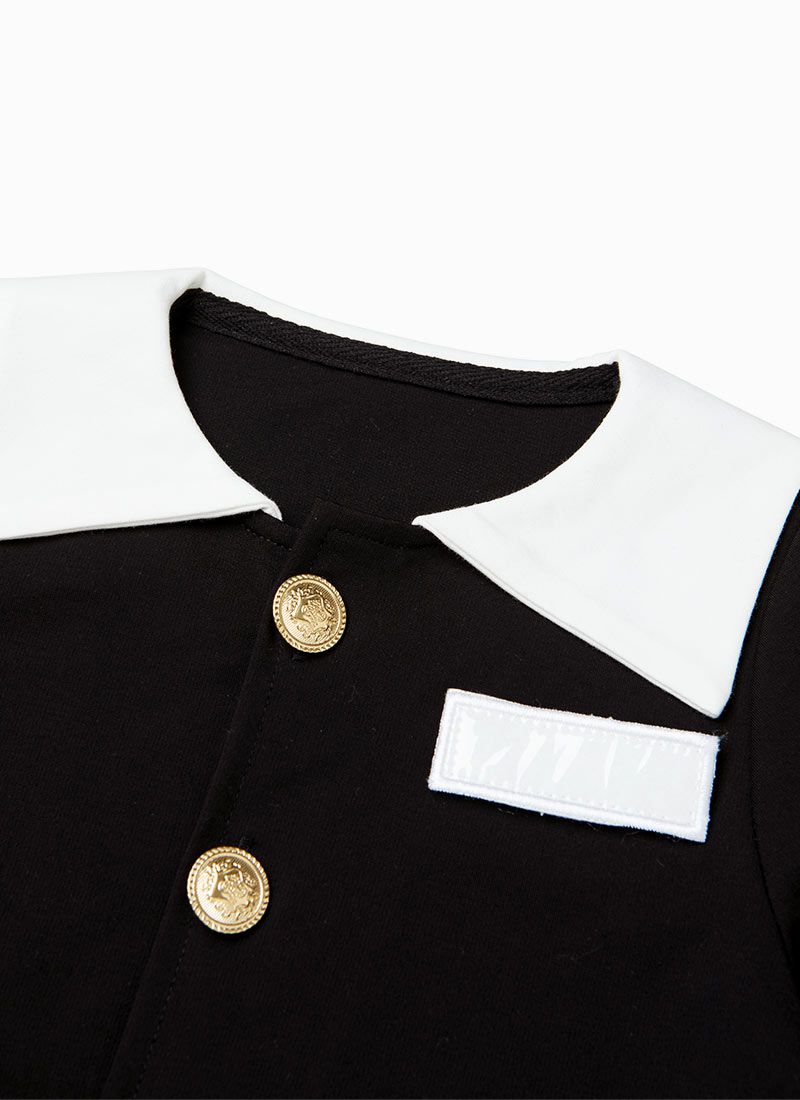 韓國 OZKIZ - 黑色返校日校服短裙套裝(附帽子/圍巾)-黑