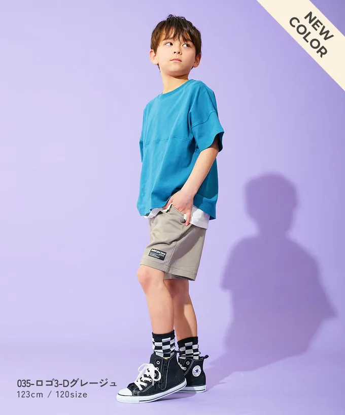 日本 devirock - 夏日印花純棉寬版短褲-植物與鳥-淺米棕