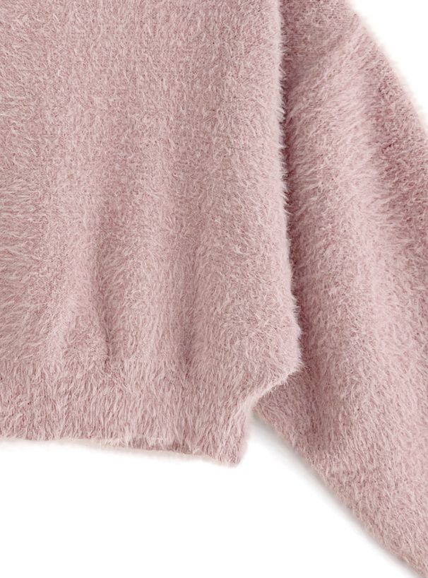 日本 GRL - 溫柔V領珍珠釦短絨小外套-黑 (F)