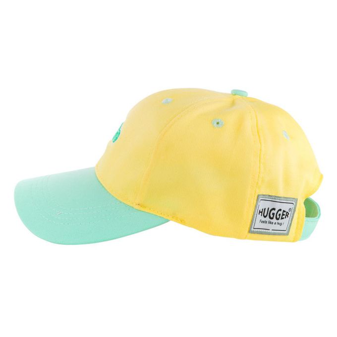 HUGGER - 小文青撞色兒童棒球帽 Hello黃綠色(防曬透氣遮陽輕量小孩鴨舌)-Hello黃綠色-70g