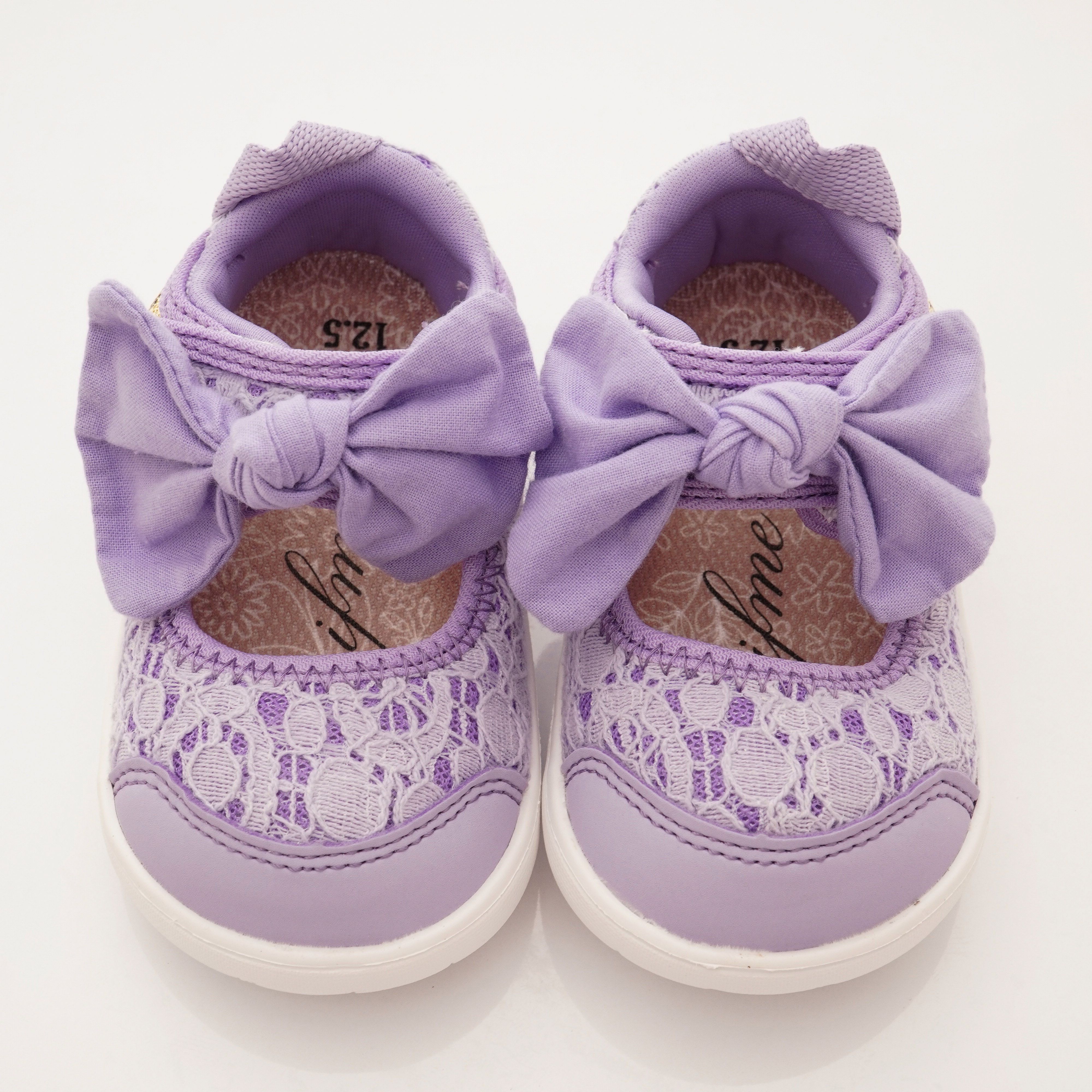 日本IFME - 機能童鞋-蕾絲蝴蝶結娃娃鞋(學步段)-紫