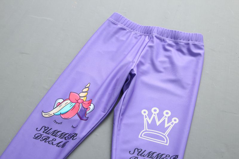 女寶防曬長袖泳裝套裝(附帽子)-夢幻獨角獸-紫色