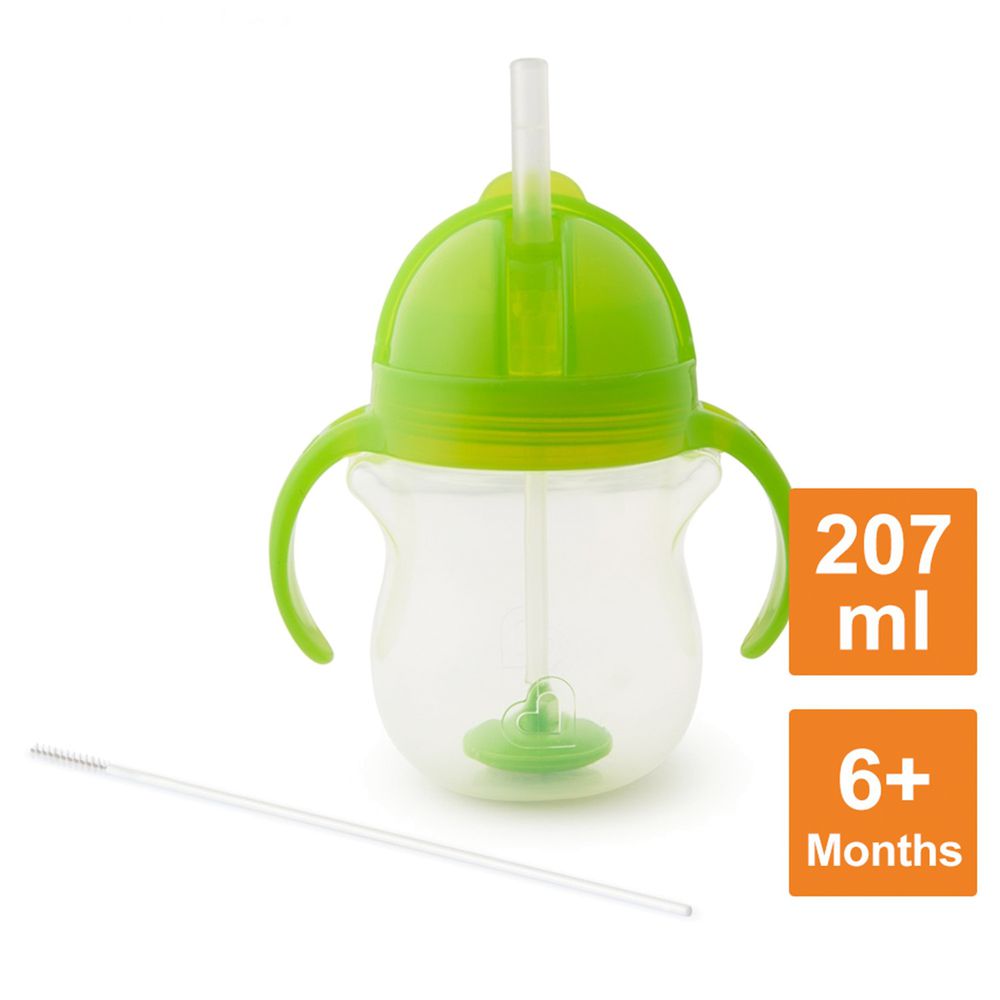 美國 munchkin - 貼心鎖滑蓋防漏杯(360度吸管)207ml-綠 (6M+)