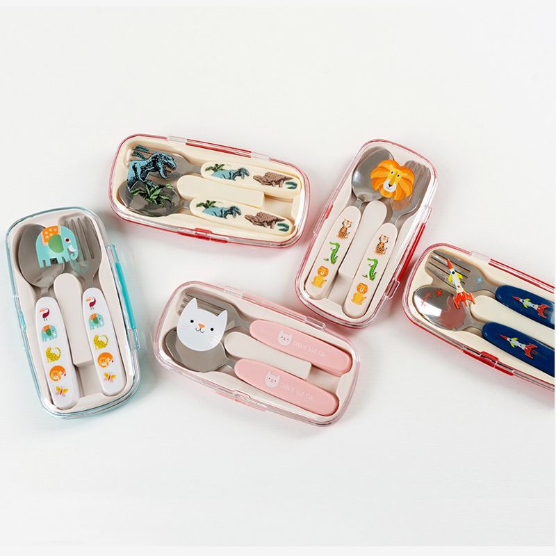 英國 Rex London - 幼兒/兒童餐具2入組(附收納盒)-迷人貓咪