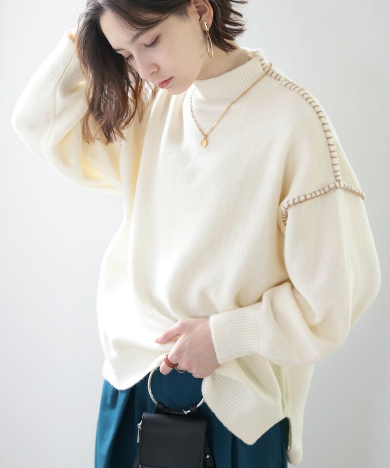 日本 Classical Elf - 復古粗縫線針織毛衣-肉桂橘