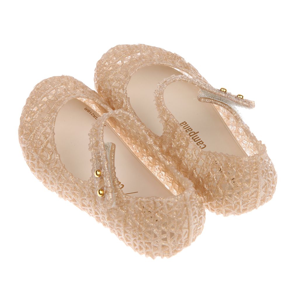 Melissa - 經典鳥巢褐金色兒童公主鞋香香鞋-褐金色