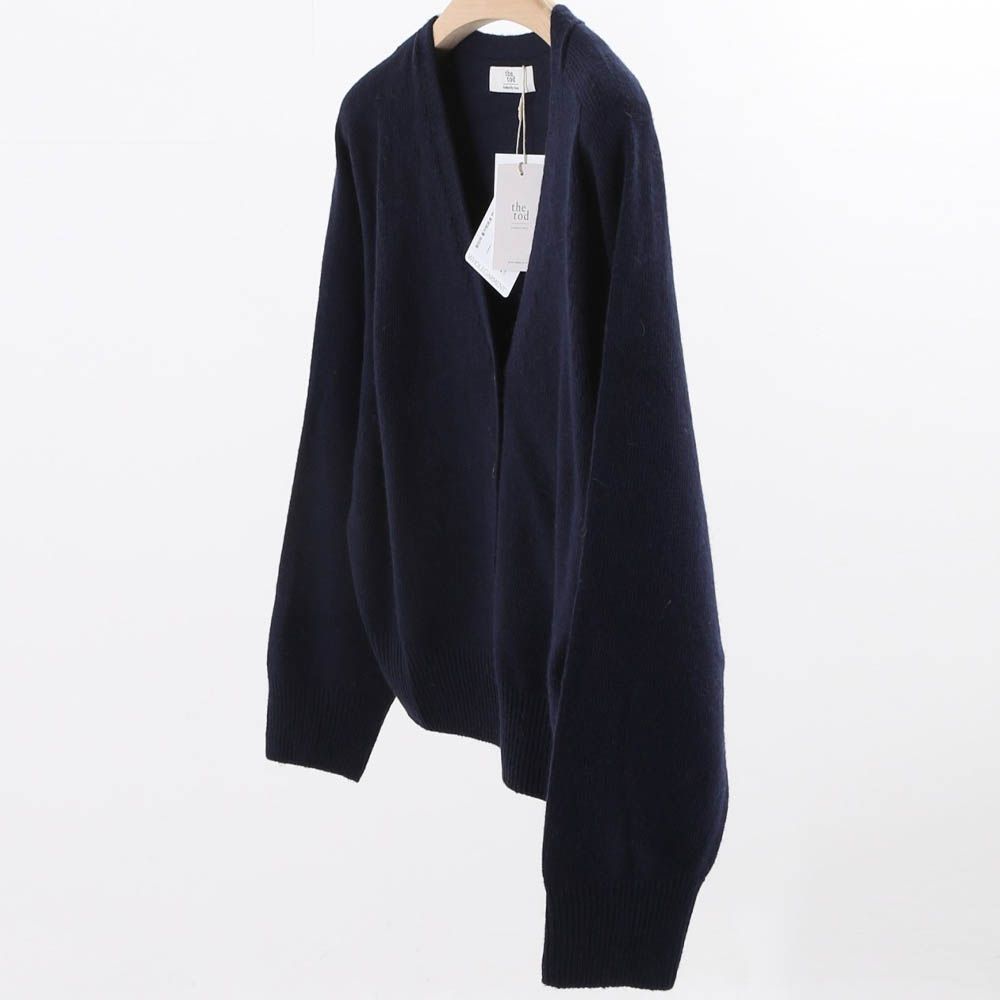 輕柔美麗諾羊毛V領針織外套-海軍藍 (FREE)