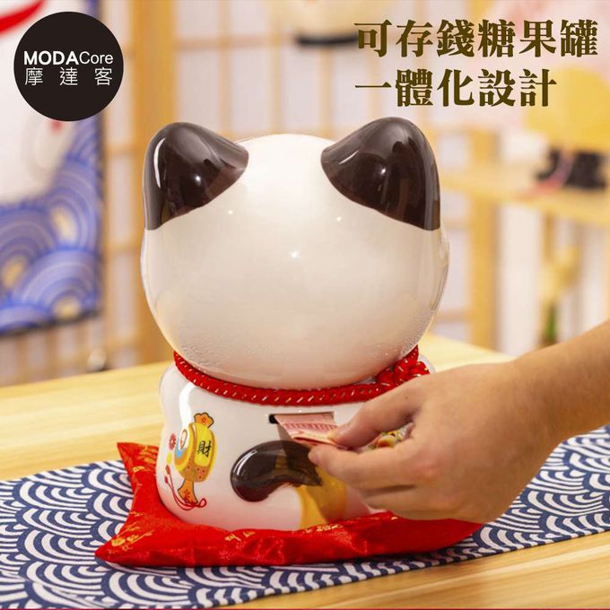 MODACore 摩達客 - 摩達客◉春節開運◉圓滿招財進寶紅白款大嘴招財貓擺飾-聚寶盆糖果收納好物