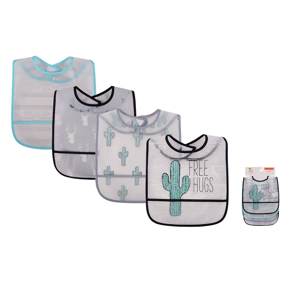 美國 Luvable Friends - 甜蜜寶貝嬰幼兒雙面防水圍兜4入組-仙人掌