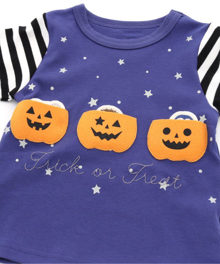 日本 BIT'Z - 萬聖節立體造型拼接長袖上衣-南瓜-白