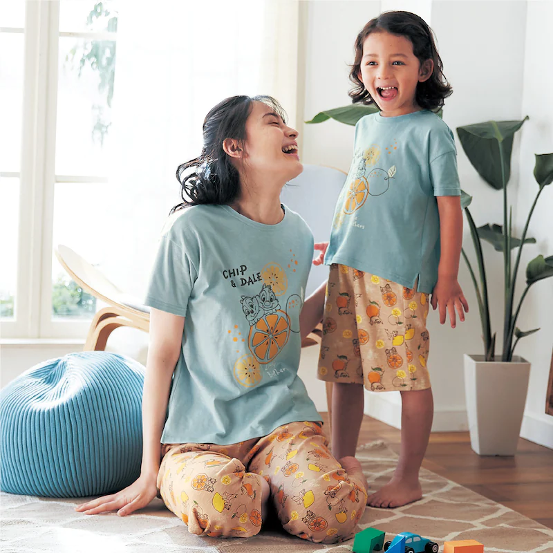 日本千趣會 - (媽媽) 迪士尼 純棉涼爽短袖家居服/睡衣-米奇衝浪-藍x灰藍