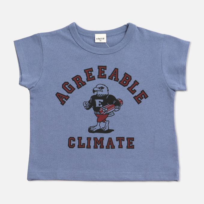 日本 Chil2 - 100%棉 可愛印花短袖上衣-越野車-薄荷綠