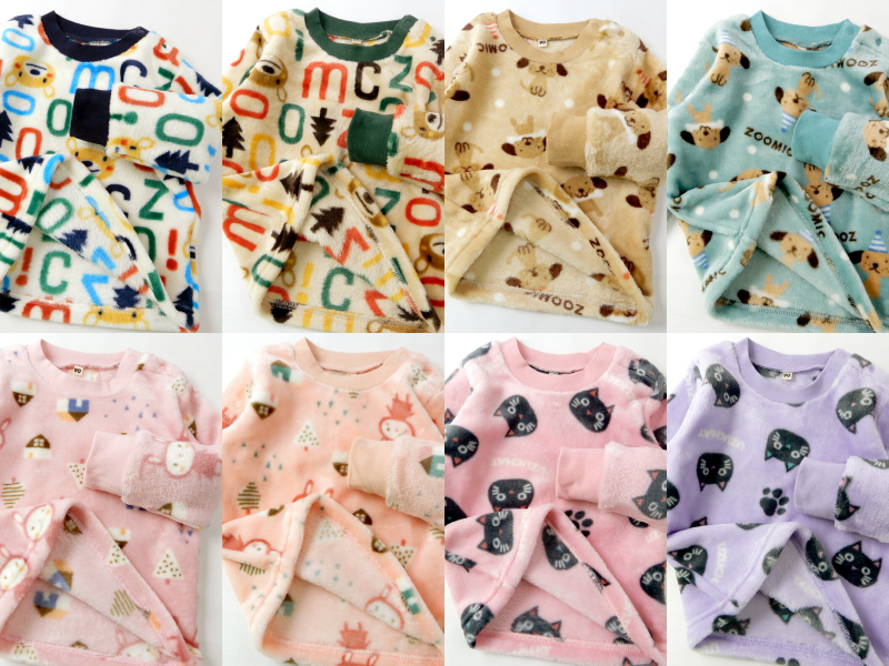 日本 ZOOLAND - 刷毛保暖長袖家居服/睡衣-貓咪-粉紅