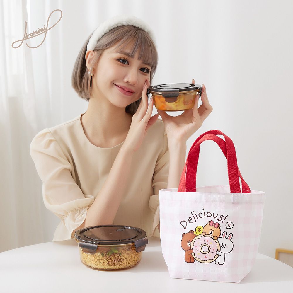 LINE FRIENDS 琥珀玻璃保鮮盒-甜點-450ml、950ml