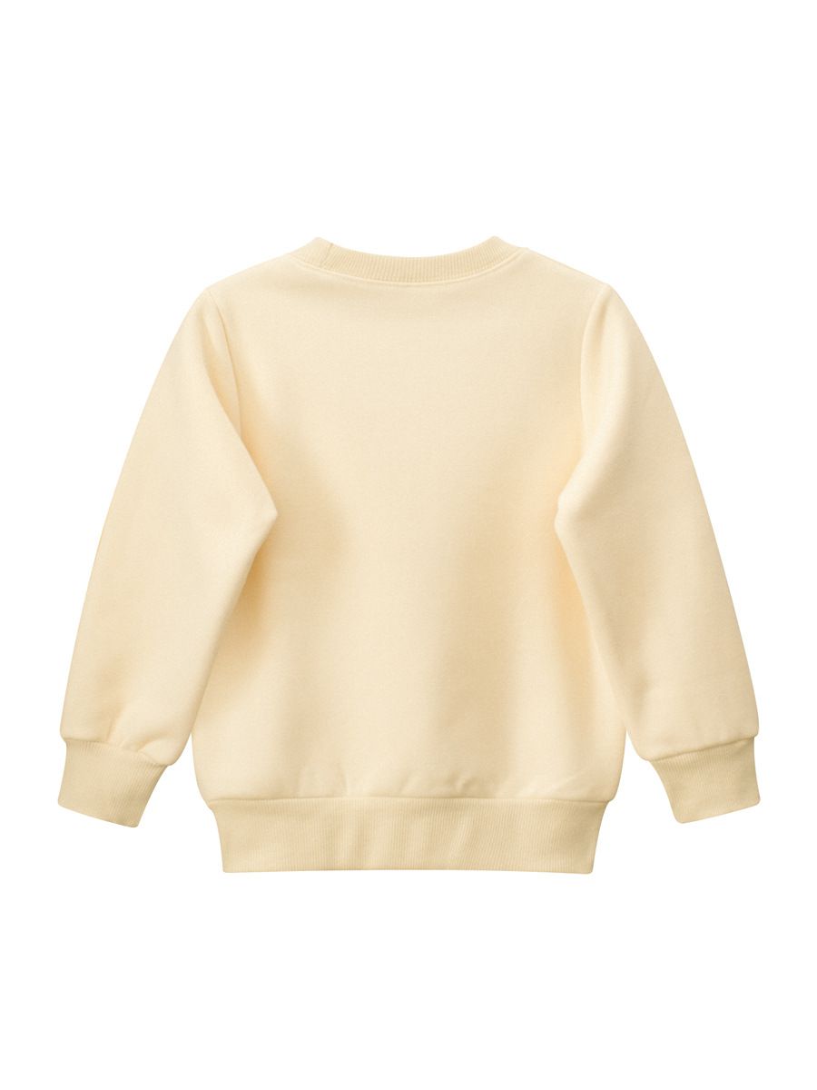 加絨棉質圓領長袖上衣/大學T-翻滾熊貓-杏色