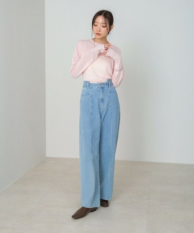 日本 Bab - 率性混色感微透膚長袖上衣-灰