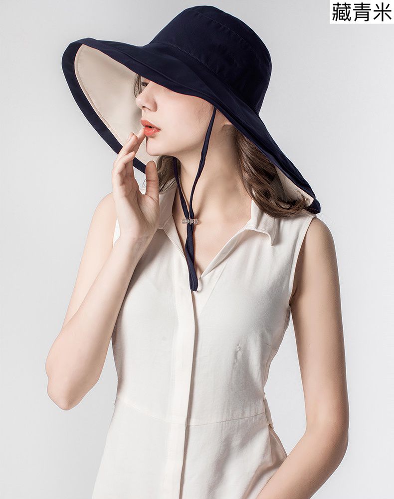 抗UV大帽沿防曬遮陽帽-氣質灰