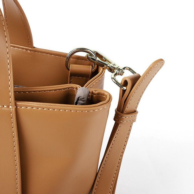 日本 LIZDAYS - 2way柔滑簡約手提/側背包-焦糖橘 (20x19cm)