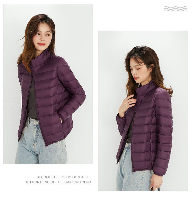 成人輕薄立領羽絨外套(女款)-淺灰色