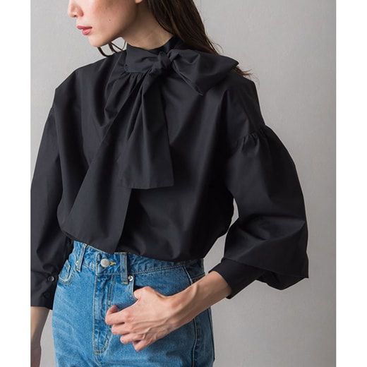 日本 Pierrot - 華麗蝴蝶結泡泡長袖上衣-天使白