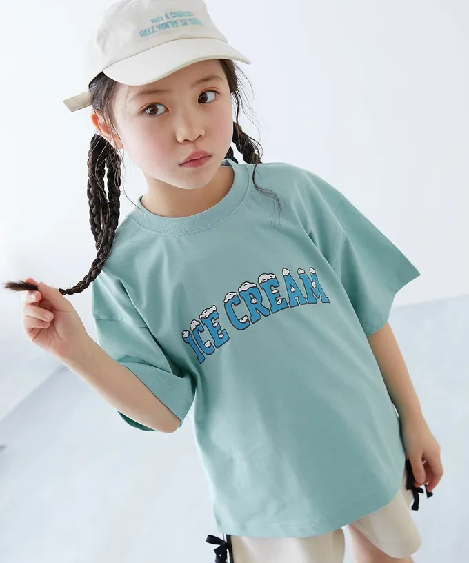 日本 devirock - 涼感速乾網眼 廓形短袖T恤-背後潑墨-紫x綠