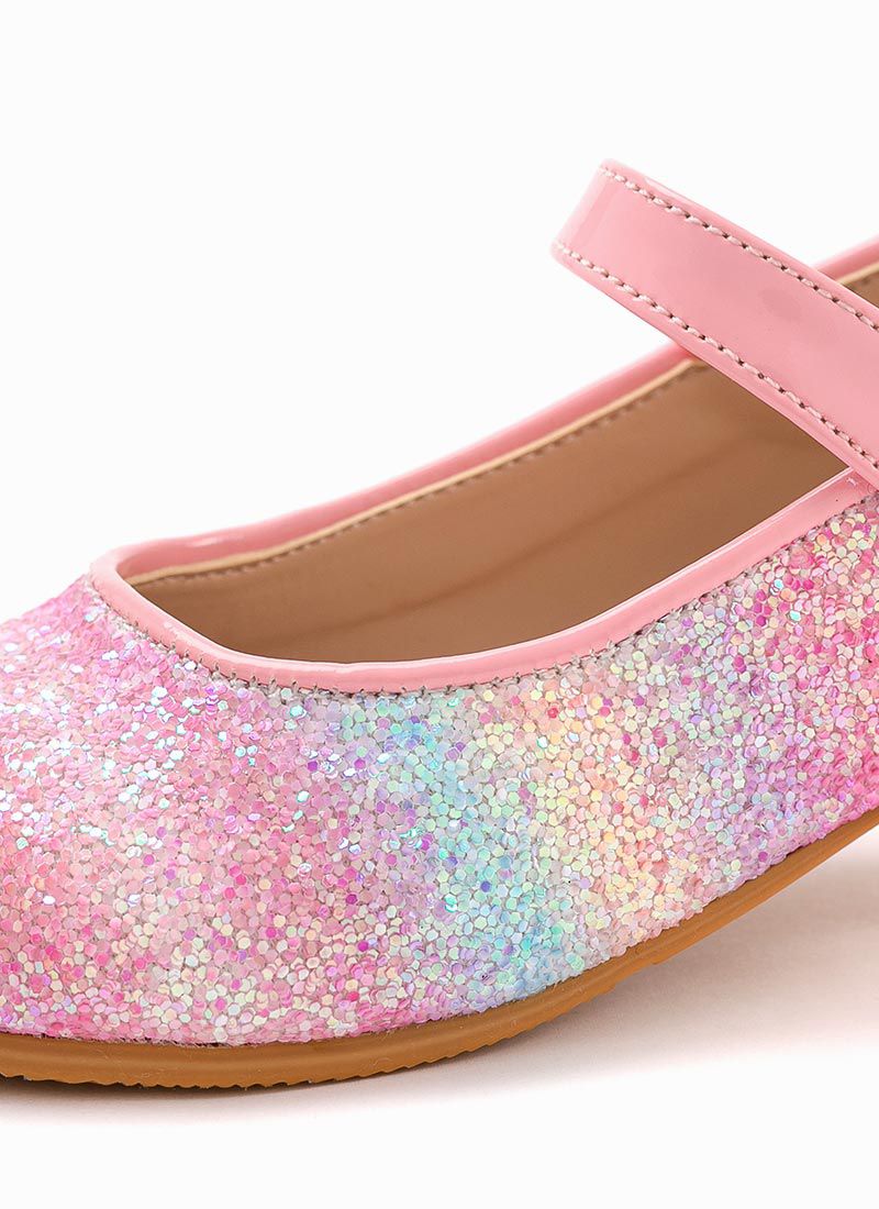 韓國 OZKIZ - 夢幻人魚色亮粉低跟皮鞋