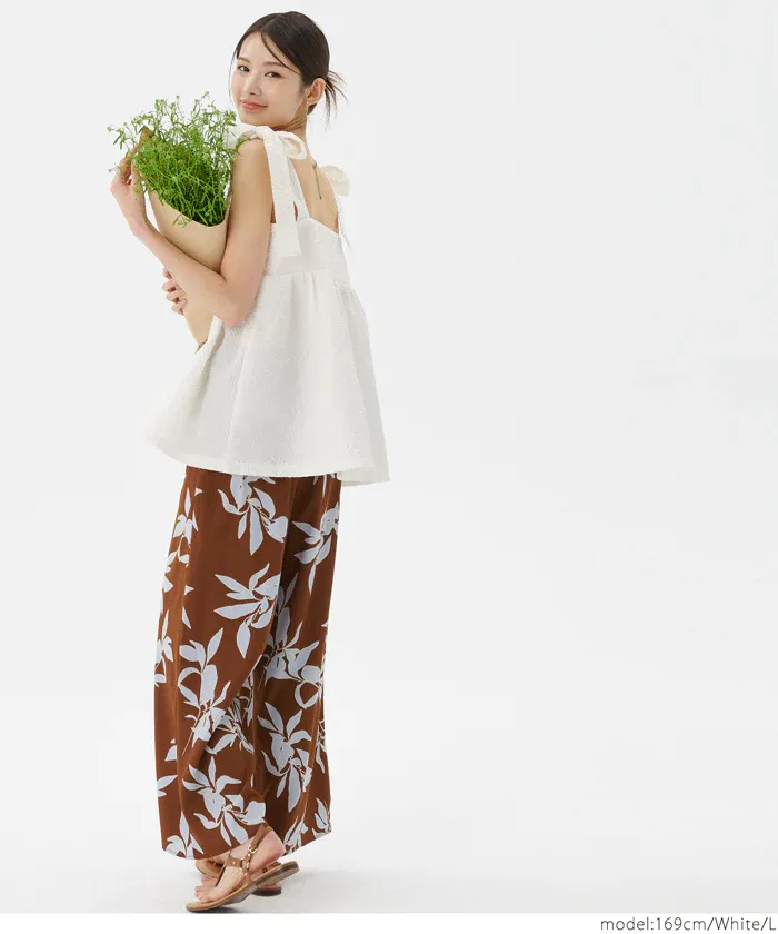 日本 COCA - 浪漫紐結平口無袖上衣-點點-黑