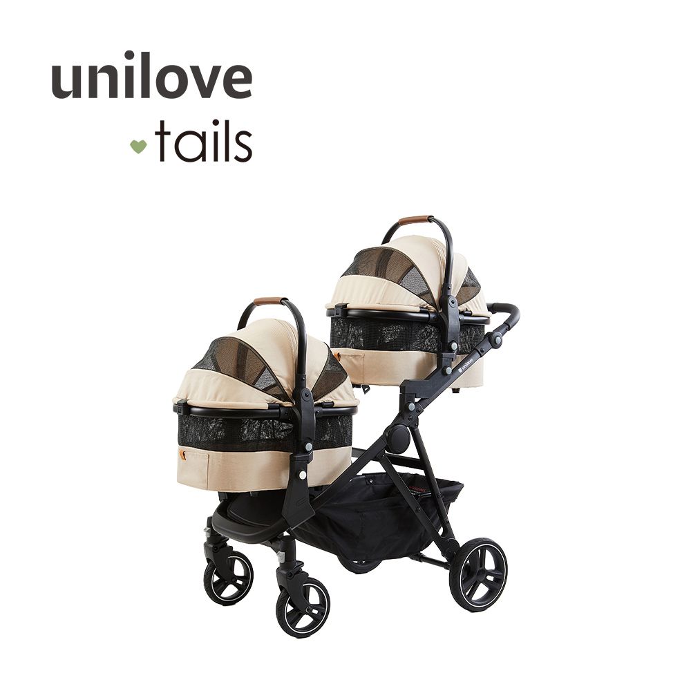 英國 Dlxtour好好推雙籃寵物推車-中提籃M(奶茶)+中提籃M(奶茶)