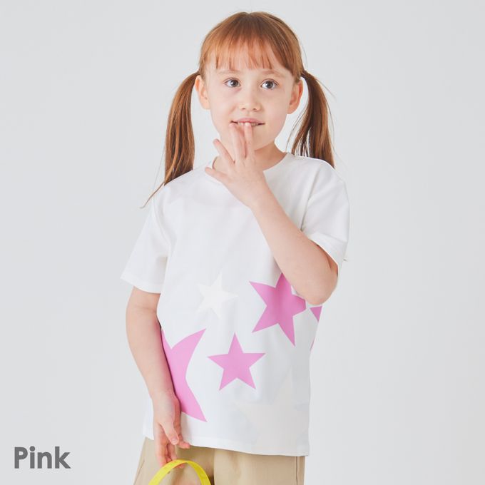 日本 evercloset - 速乾抗UV 神奇變色星星T恤-水藍