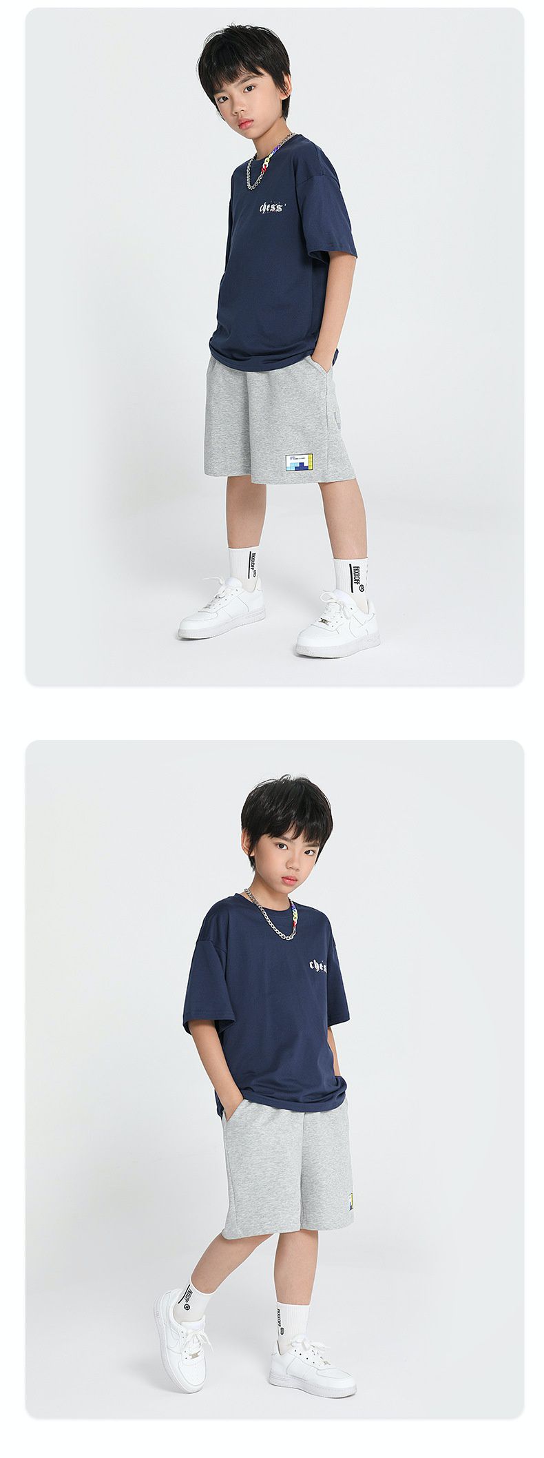 個性五分短褲-俄羅斯方塊-卡其色