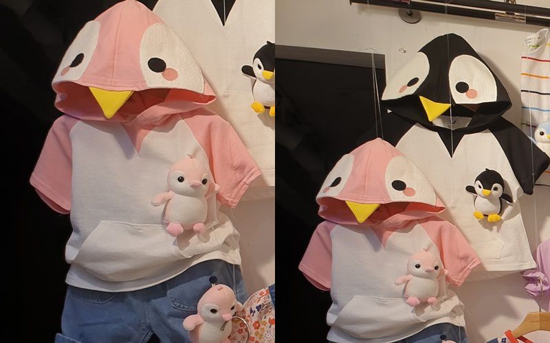 韓國 Coco rabbit - 企鵝娃娃造型連帽T-黑